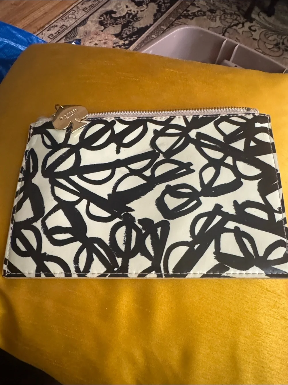 kate spade Black & White Scribble Zip Pouch